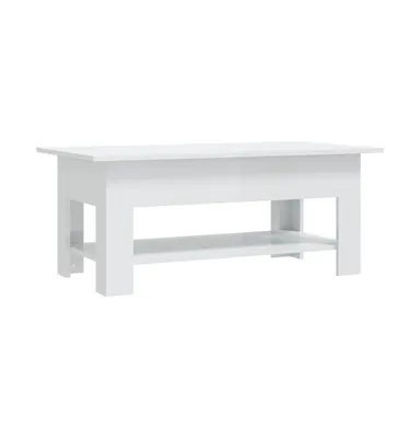 Coffee Table High Gloss White 40.2"x21.7"x16.5" Engineered Wood