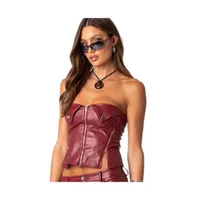 Women's Sam Faux Leather Zip Corset Top