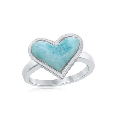 Sterling Silver Heart-Shaped Larimar Ring