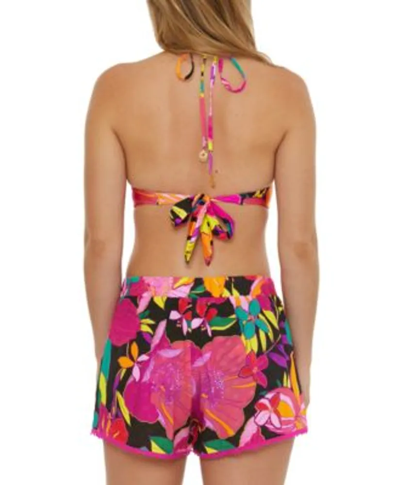 Trina Turk Womens Solar Floral Reversible Halter Bikini Top Bottoms