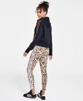 Adidas Womens Essentials Animal Print 3 Stripes Cropped Hoodie Leggings