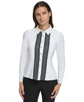 Tommy Hilfiger Women's Long-Sleeve Lace-Trimmed Blouse
