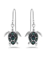 Macy's Abalone Inlay Turtle Fishhook Drop Earrings