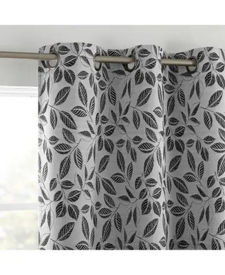 Satti Embroidered Leaf 100% Blackout Grommet Curtain Panel