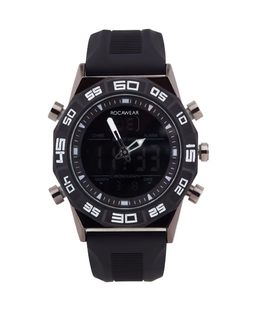 Rocawear Men's Analog-Digital Silicone Strap Watch 46mm