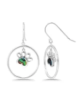 Macy's Abalone Inlay "Paw" Circle Fishhook Drop Earrings