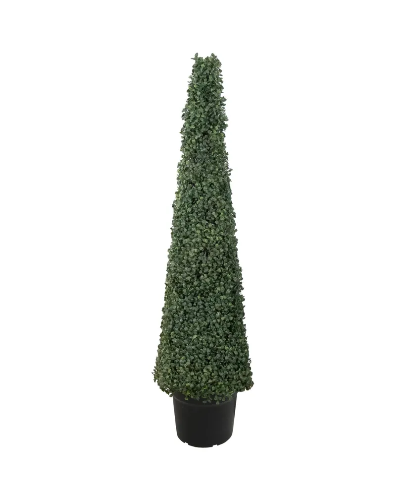 4' Artificial Two-Tone Boxwood Topiary Tree with Round Pot Unlit