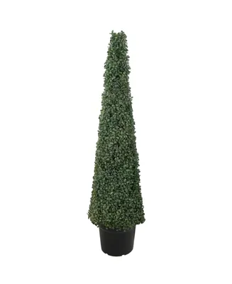 4' Artificial Two-Tone Boxwood Topiary Tree with Round Pot Unlit