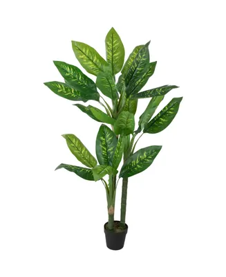 59" Artificial Wide Leaf Dieffenbachia Potted Plant