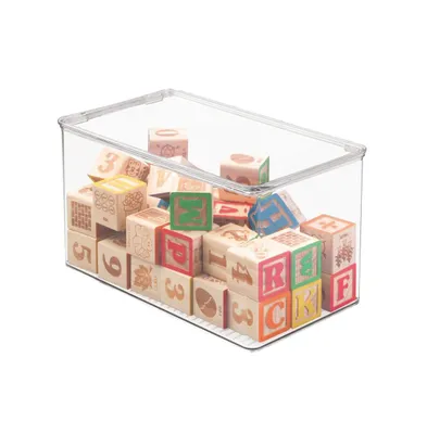mDesign Plastic Playroom/Gaming Storage Organizer Box, Hinge Lid