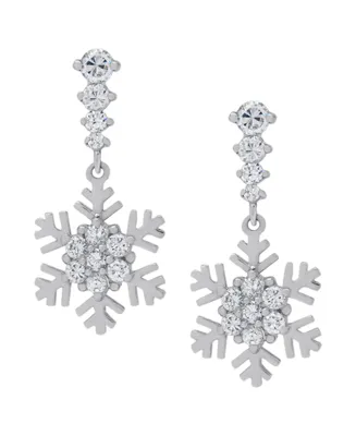 Macy's Cubic Zirconia Snowflake Drop Earrings