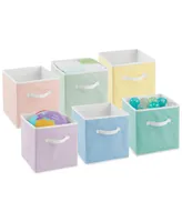 mDesign Small Fabric Organizer Cube Bin with Handle, 6 Pack, Bright Multicolor