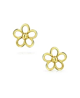 Bling Jewelry Tiny Petite Cz Accent Dainty14K Yellow Gold Sunflower Daisy Flower Stud Earrings For Women Secure Clutch Screw back