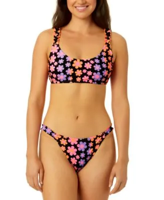 Salt Cove Juniors Floral Print Ruffled Trim Bikini Top Bottoms Created For Macys