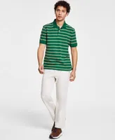 Nautica Mens Classic Fit Stripe Short Sleeve Deck Polo Shirt Classic Fit Stretch Solid Flat Front Chino Deck Pants