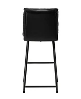 Glitzhome Set of 2 Leatherette Modern Thick Bar Stool with Metal Legs