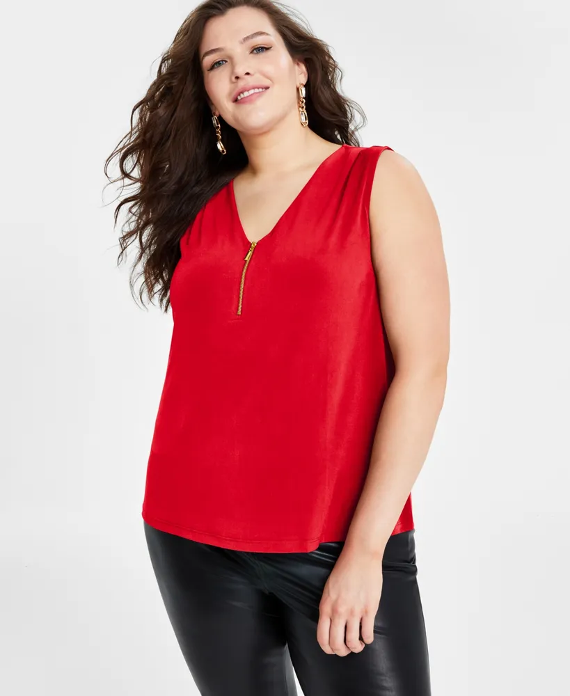 I.n.c. International Concepts Plus Size Half-Zip Tank Top, Created for Macy's