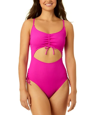 Salt + Cove Juniors' Adjustable-Cinch Ribbed One-Piece Swimsuit, Created for Macy's