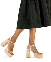 Things Ii Come Women's Daceywood Luxurious Wood Platform Sandals