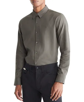 Calvin Klein Men's Regular-Fit Solid Button-Down Flannel Shirt