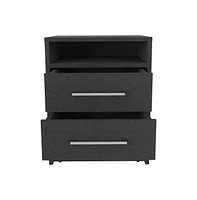 Depot E-Shop Leyva Nightstand, Two Drawers, Superior Top