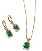 Brasilica by Effy Emerald (2-1/5 ct. t.w.) and Diamond (1/5 ct. t.w.) Pendant Necklace in 14k Gold, Created for Macy's