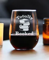 Bevvee Totally Booked Book Lovers Gift Stem Less Wine Glass, 17 oz