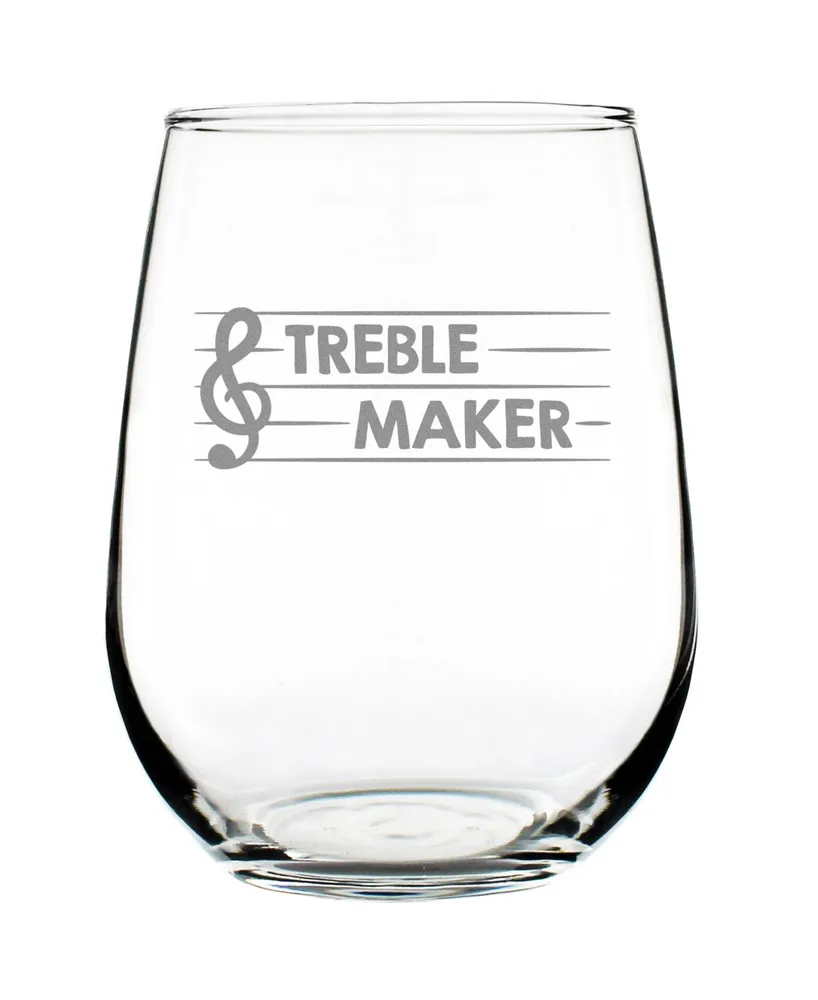 Bevvee Treble Maker Musician Gifts Stem Less Wine Glass, 17 oz