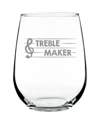 Bevvee Treble Maker Musician Gifts Stem Less Wine Glass, 17 oz
