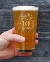 Bevvee Cheers to 10 Years 10th Anniversary Gifts Pint Glass, 16 oz