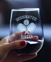 Bevvee Designated Dinker Pickle Ball Gifts Stem Less Wine Glass, 17 oz