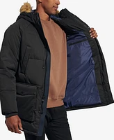 Tommy Hilfiger Men's Long Quilted Parka with Removable Faux-Fur Trim