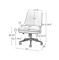 Faux Leather Home Office Chair with Nailhead, Adjustable Height