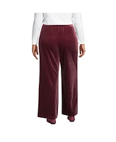 Lands' End Women's Plus Size Starfish Velvet High Rise Wide Leg Pull On Pants