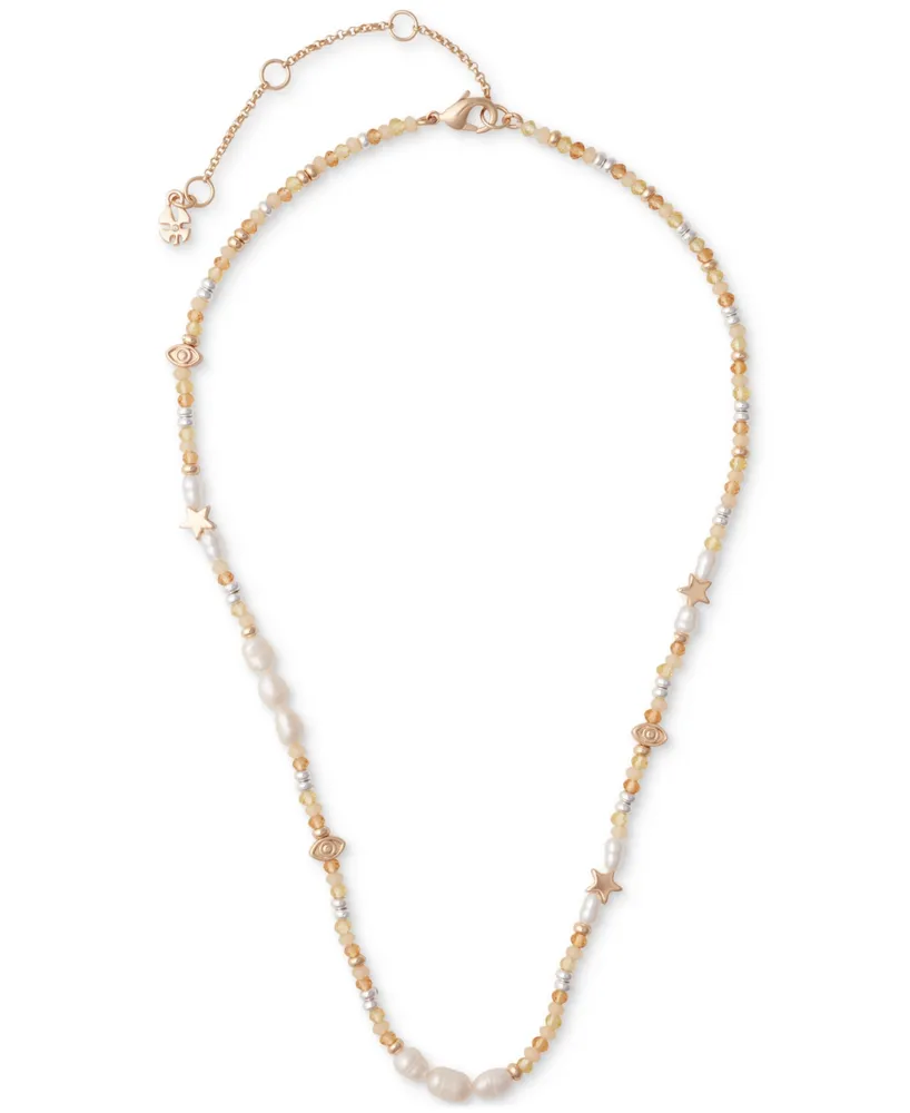 Lucky Brand Two-Tone Mixed Bead Collar Necklace, 15-1/2" + 3" extender