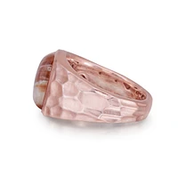 LuvMyJewelry Red Lace Agate Gemstone Hammered Texture Rose Gold Plated SIlver Signet Ring