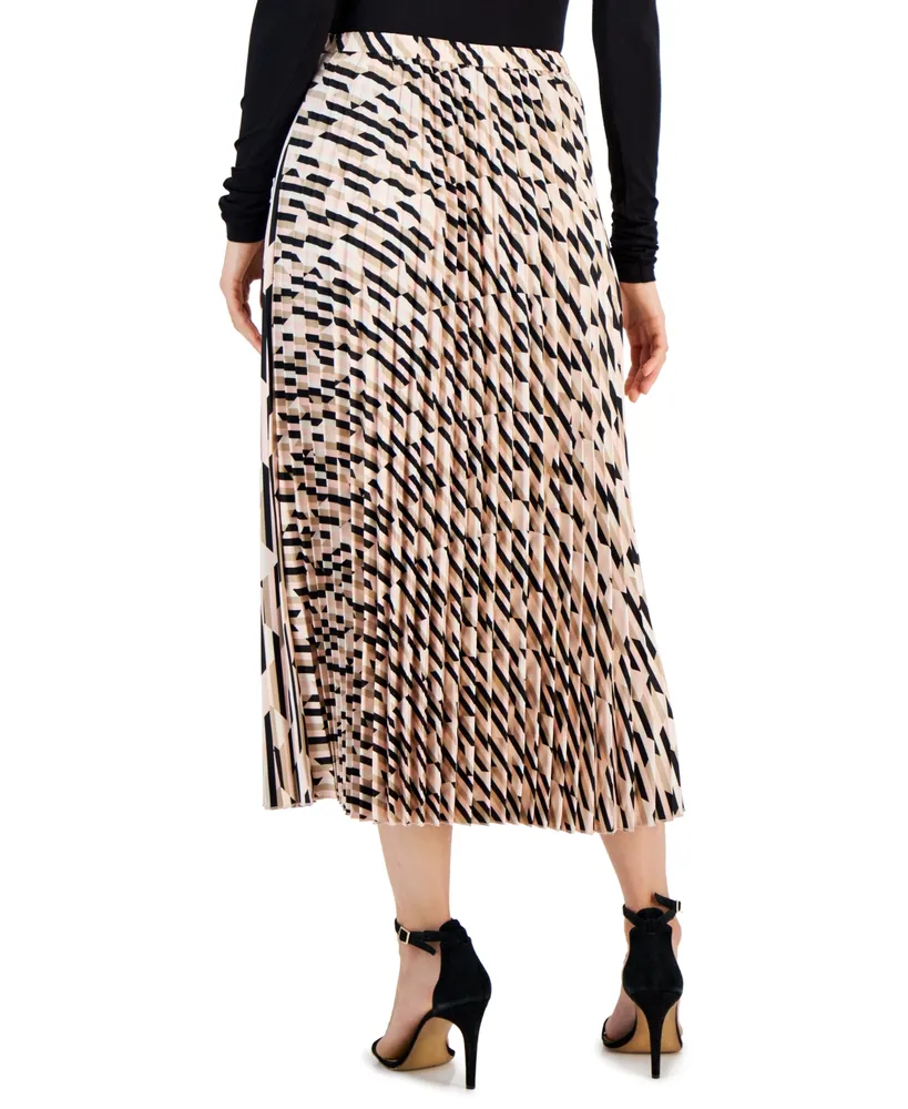Anne Klein Women's Printed Satin Pull-On Pleated Skirt