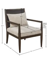 Madison Park 25" Lillie Wide Wood Removable Seat Cushion and Back Pillow with Handcrafted Sea Grass Back Armchair