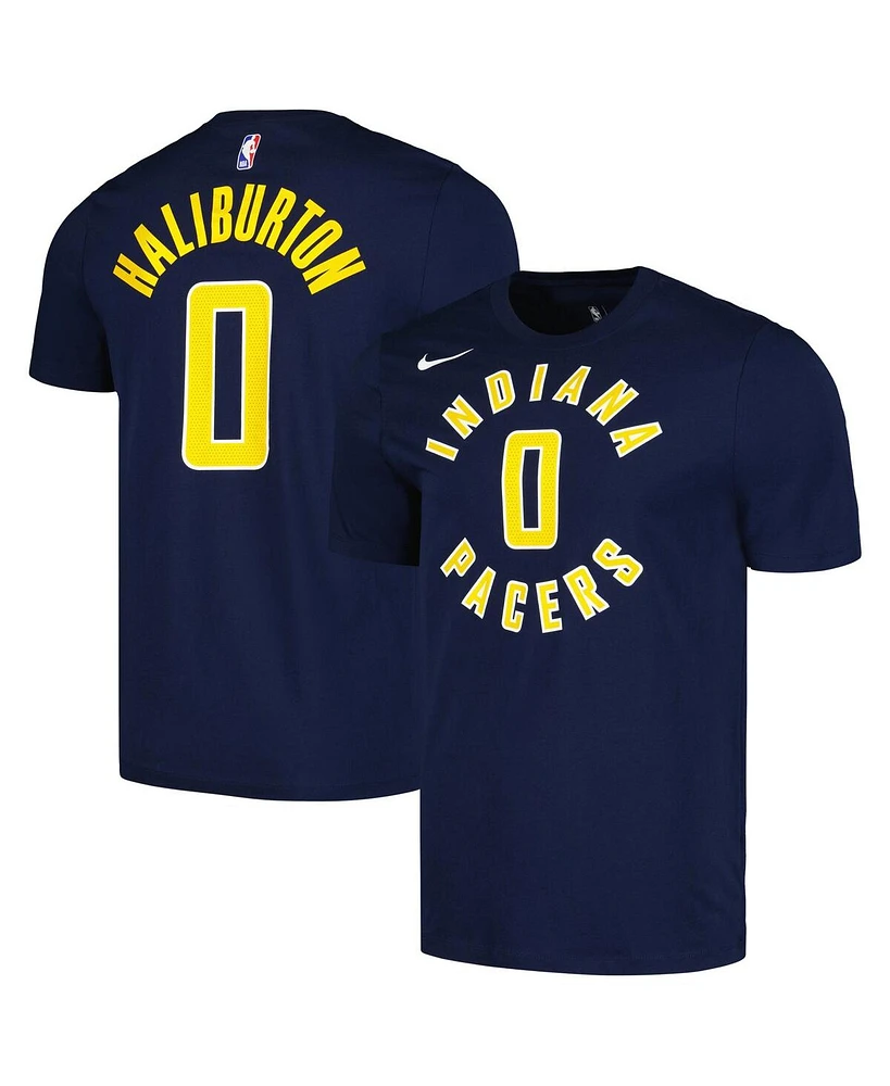 Men's Nike Tyrese Haliburton Navy Indiana Pacers Icon 2022/23 Name and Number T-shirt