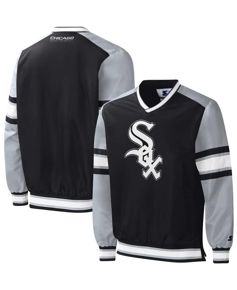 Men's Starter Black Chicago White Sox Yardline V-Neck Pullover Windbreaker