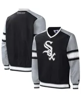 Men's Starter Black Chicago White Sox Yardline V-Neck Pullover Windbreaker