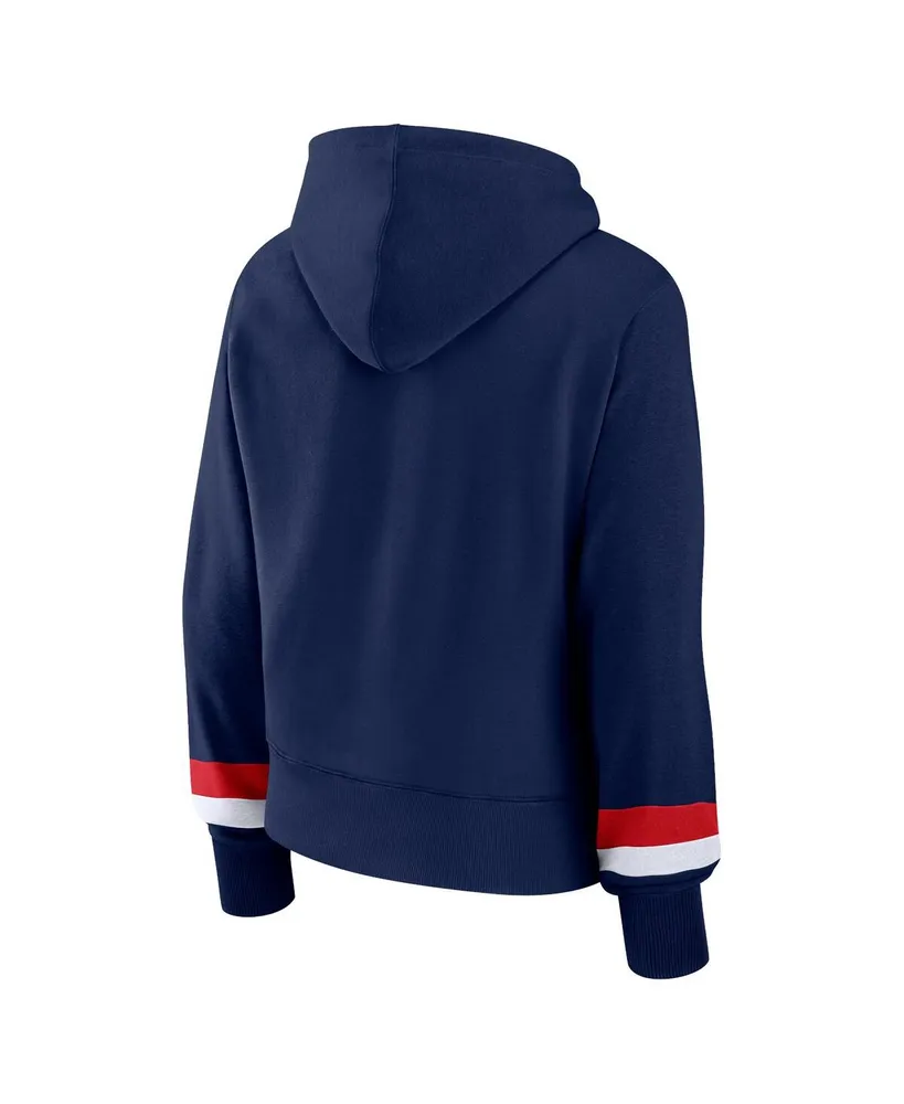 Women's Fanatics Navy Atlanta Braves Over Under Pullover Hoodie