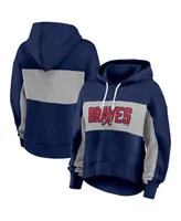 Women's Fanatics Navy Atlanta Braves Filled Stat Sheet Pullover Hoodie