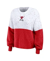 Women's Wear by Erin Andrews White, Red Chicago Bulls Color-Block Pullover Sweater