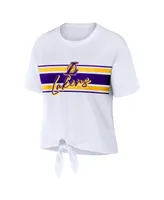 Women's Wear by Erin Andrews White Los Angeles Lakers Tie-Front T-shirt