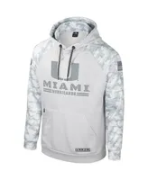 Men's Colosseum Gray Miami Hurricanes Oht Military-Inspired Appreciation Ice Raglan Pullover Hoodie