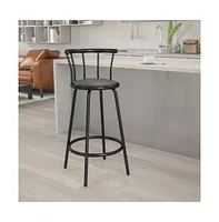 Crown Back Metal Barstool With Vinyl Swivel Seat
