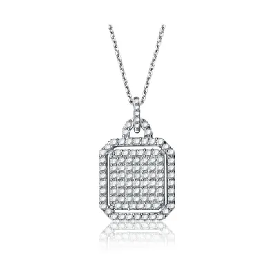 Sterling Silver White Gold Plated Cubic Zirconia Square shaped Necklace