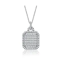 Sterling Silver White Gold Plated Cubic Zirconia Square shaped Necklace