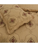 MarCielo 3 Piece Quilted Embroidery Quilts Bedspreads Set Emma Queen